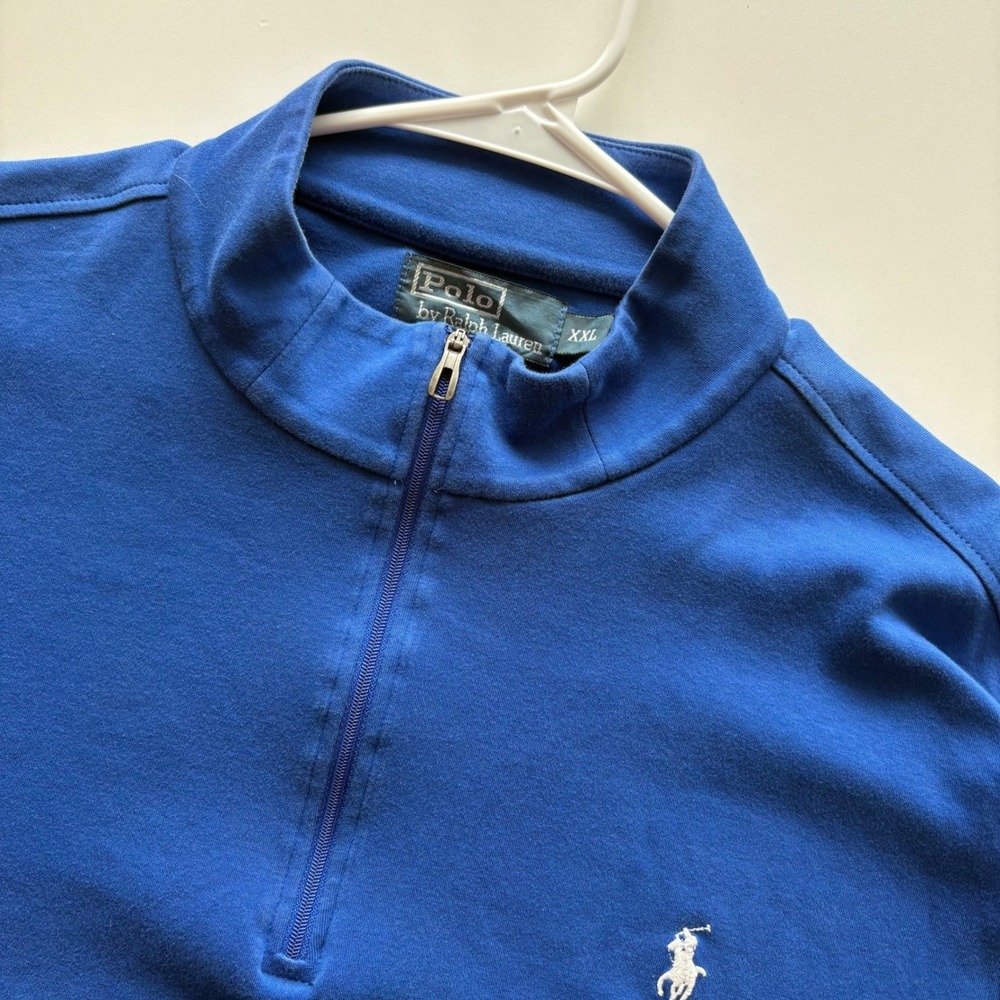 Polo‎ Ralph Lauren Mens XXL Royal Blue 100% Pima Cotton Quarter Zip Pullover